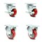 Service Caster 3.5 Inch Red Polyurethane Swivel Top Plate Caster Set with 2 Brake 2 Rigid SCC SCC-20S3514-PPUB-RED-TLB-TP2-2-R-2 - alternate 1